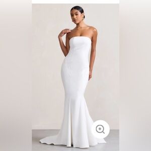Club L London Strapless White Maxi Dress 
Sized 4 NWT